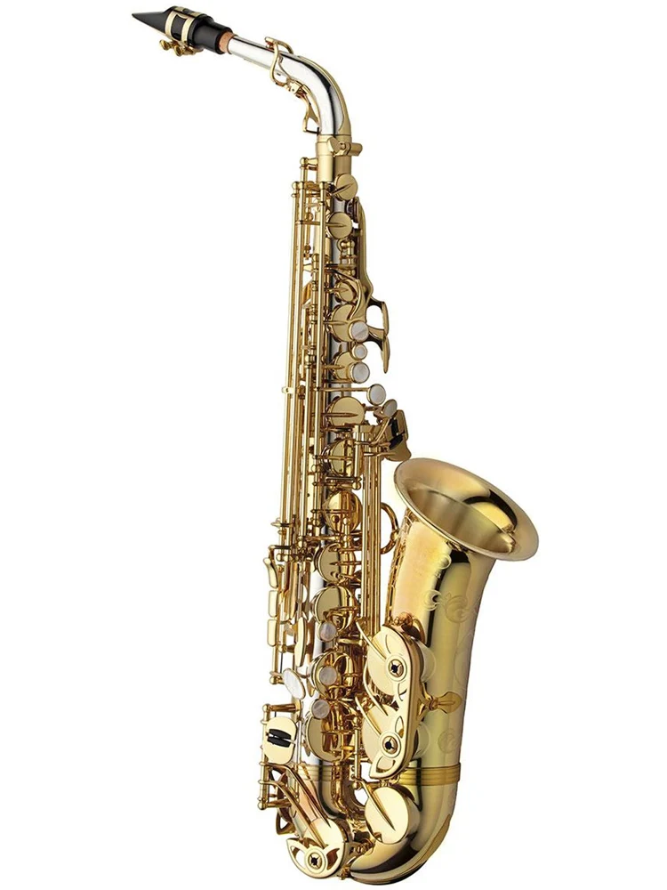 Новый элегантный звуковой МФК альт-саксофон, искусственный Золотой лаковый альт-саксофон, мундштук с горлышком, музыкальный инструмент