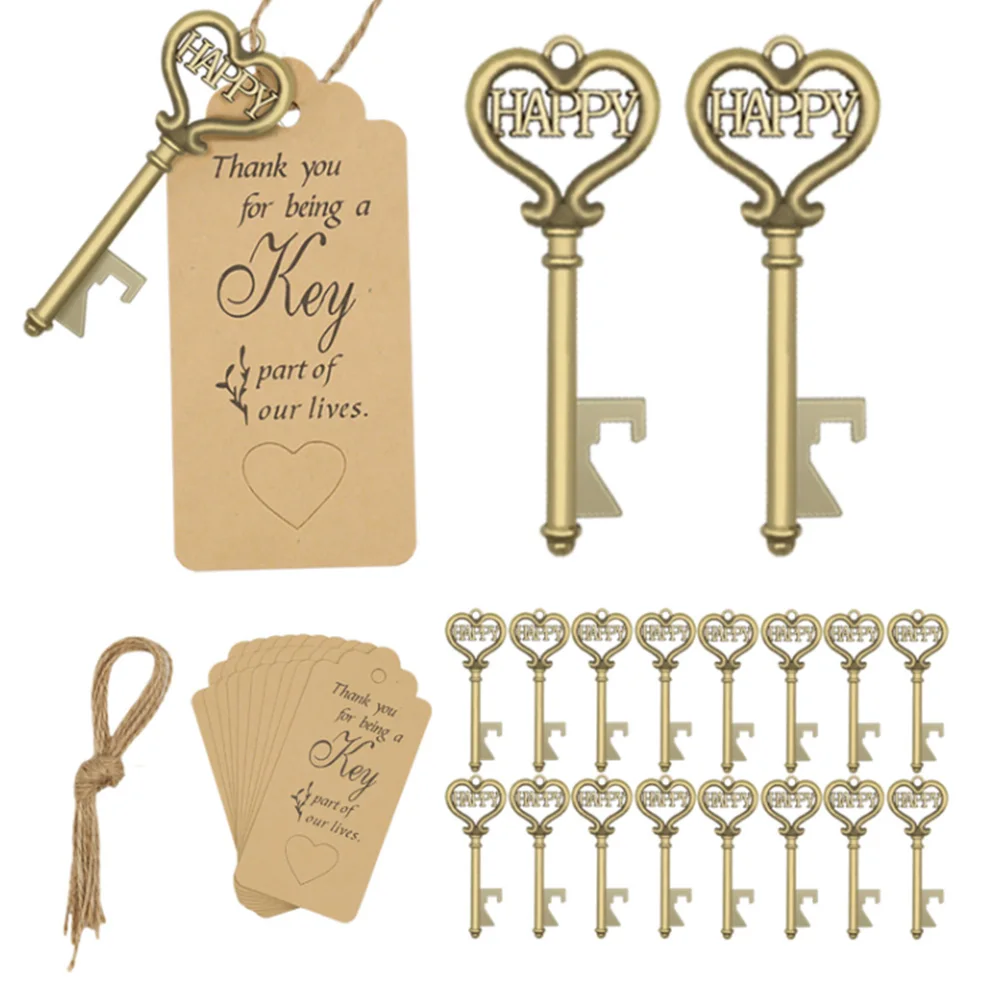 Винтажная открывалка для бутылок в форме ключа с благодарностью бирки пива/вина