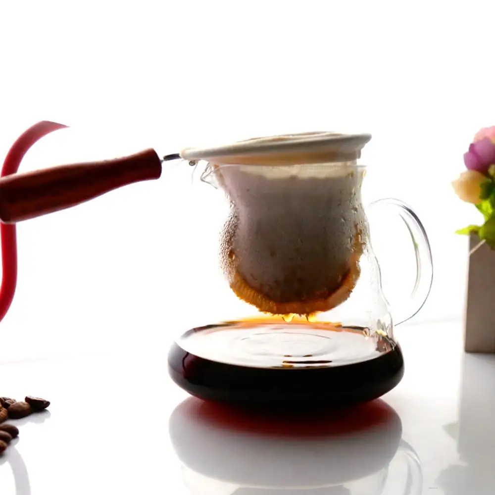 

Мешочек для фильтров для кофе, ручка из нержавеющей стали, фланелевый, ручной работы, многоразовый, экологически чистый, экономичный домашн...