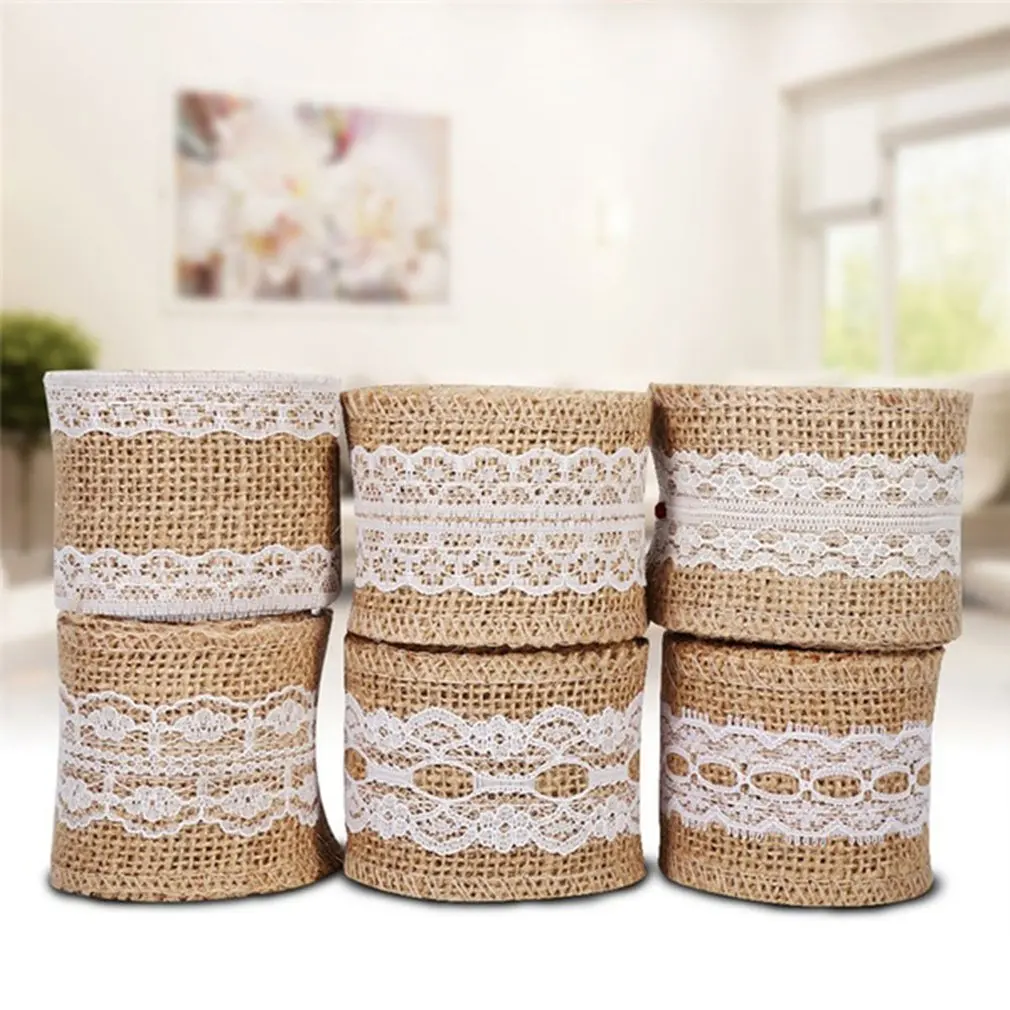 

Pure White Lace 5cm Linen Roll Diy Linen Fabric Crafts Vintage Natural Jute Burlap Ribbon Natural Hemp Ribbon DIY Crafts