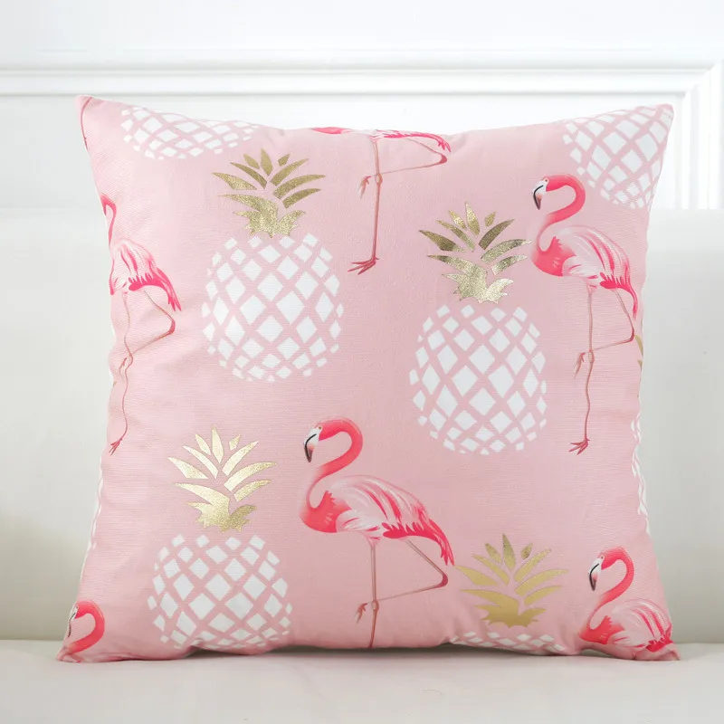 Наволочка для подушки в северном стиле с розовым фламинго и буквенным принтом