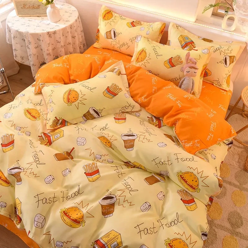 

Cartoon Bedding Sets Children Bed Linens Sheet Burger Duvet Cover 150x200 ​Single Double Queen King Quilt Covers Sets Bedclothe