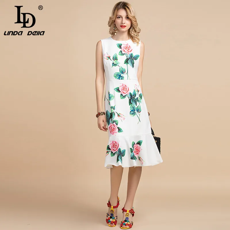 LD LINDA делла модное подиумное летнее платье женское без рукавов с цветочным