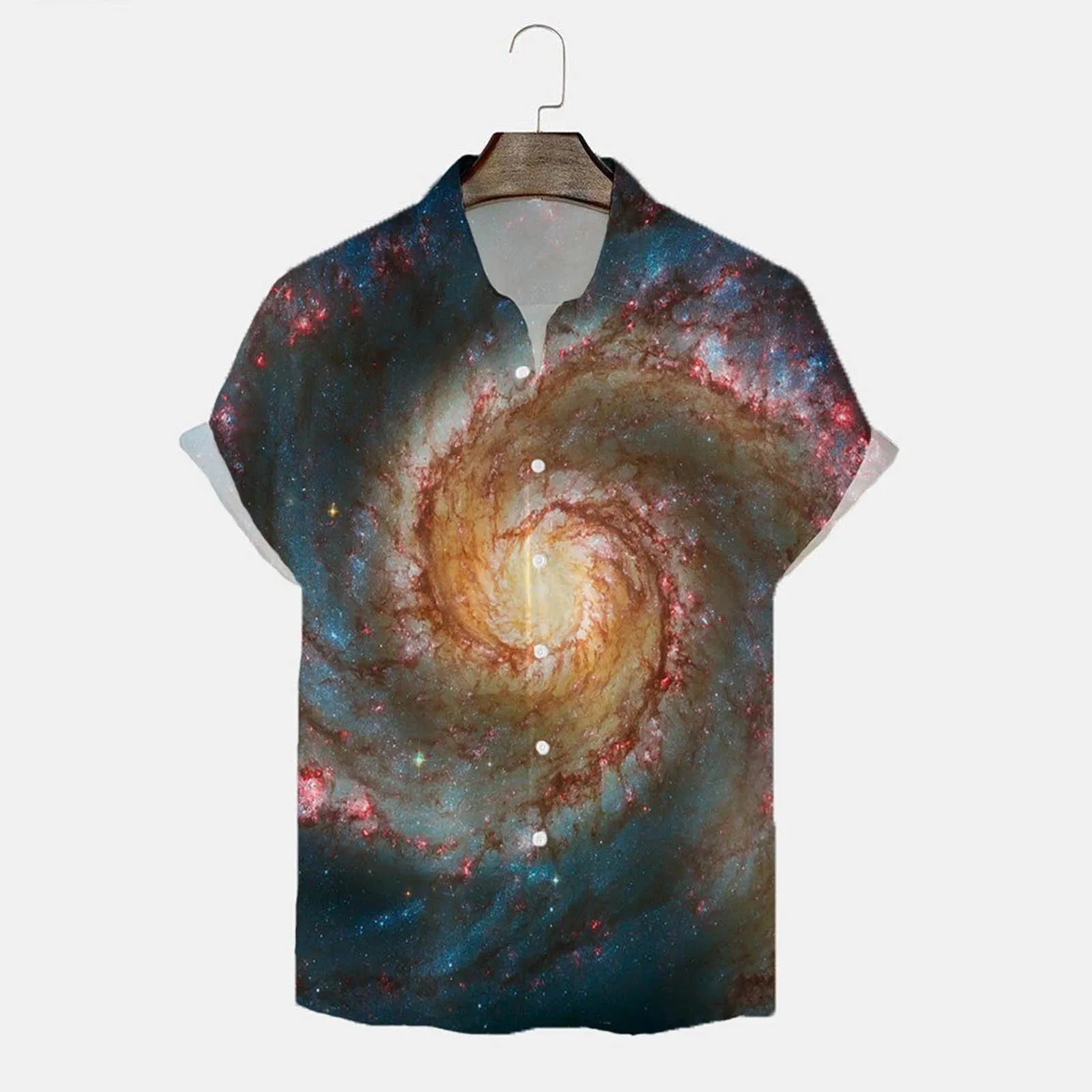 

Summer Starry Sky Print Hawaiian Shirt Men Tops Short Sleeve Streetwear Casual Brand 3d Pattern Shirts Button Camisa Plus Size