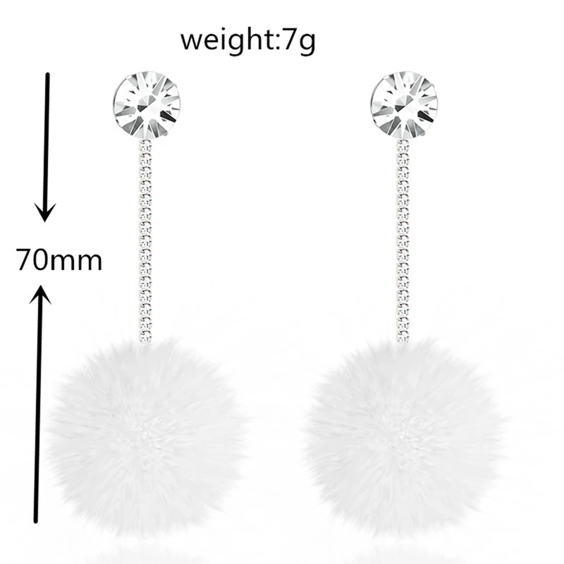 1 пара длинные серьги-подвески из мягкого кроличьего меха | Украшения и