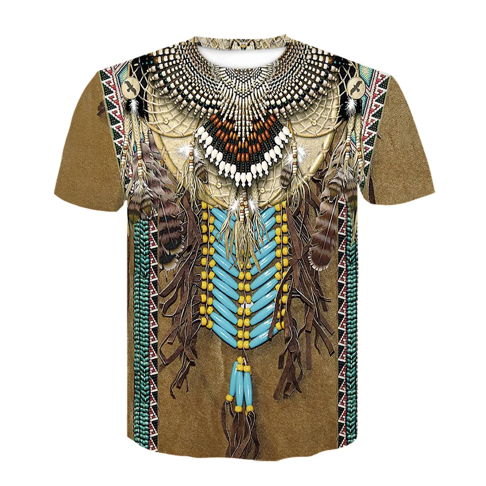 Мужская футболка в стиле барокко Native Indian с 3D принтом Harajuku большого размера