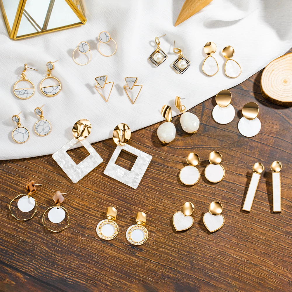 Новые женские серьги-подвески геометрические золотистые металлические круглые
