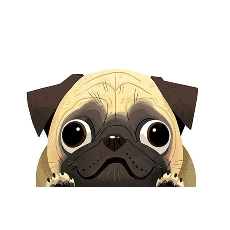 

W-124 Cartoon Car Sticker Pug Pet Dog Modeling Decorative PVC Auto Window Bumper Sunscreen Waterproof Cover Scratches Decals