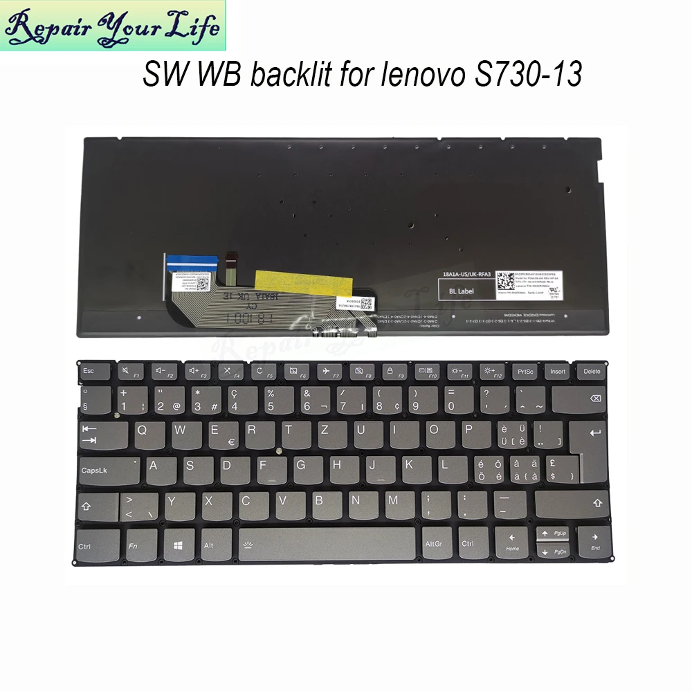 

Notebook pc Swiss Croatian Keyboard Backlight for Lenovo Yoga S730-13IWL S730-13IML Ideapad 730S-13IML 13IWL PD4SXB SN20R38968