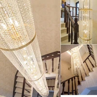 long crystal chandelier light double living room lamp big hall crystal chandelier luxury large gold crystal light fixture e14