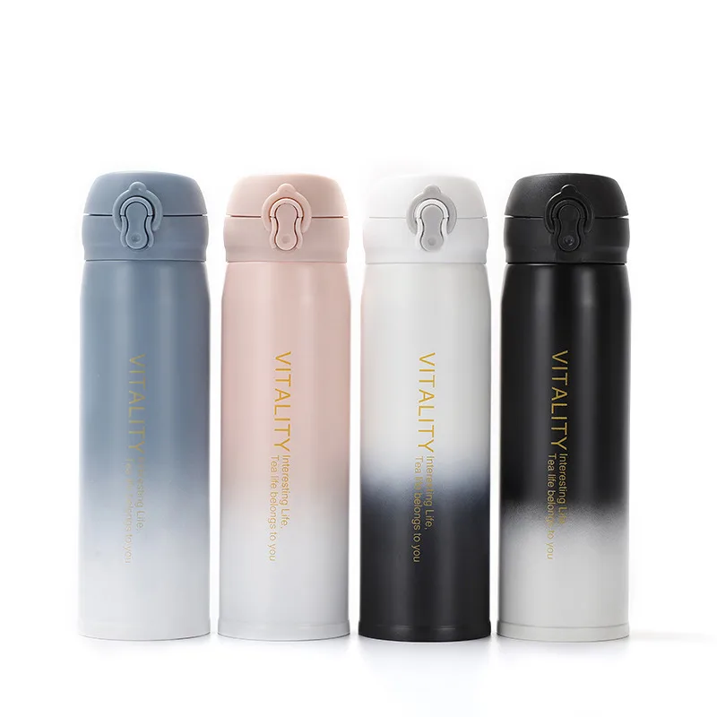 

350/450ml Water Bottle Thermal Mug Travel Double Wall Vacuum Flask With Bullet Cover Leak Proof Outdoor Sport Thermos Bottles