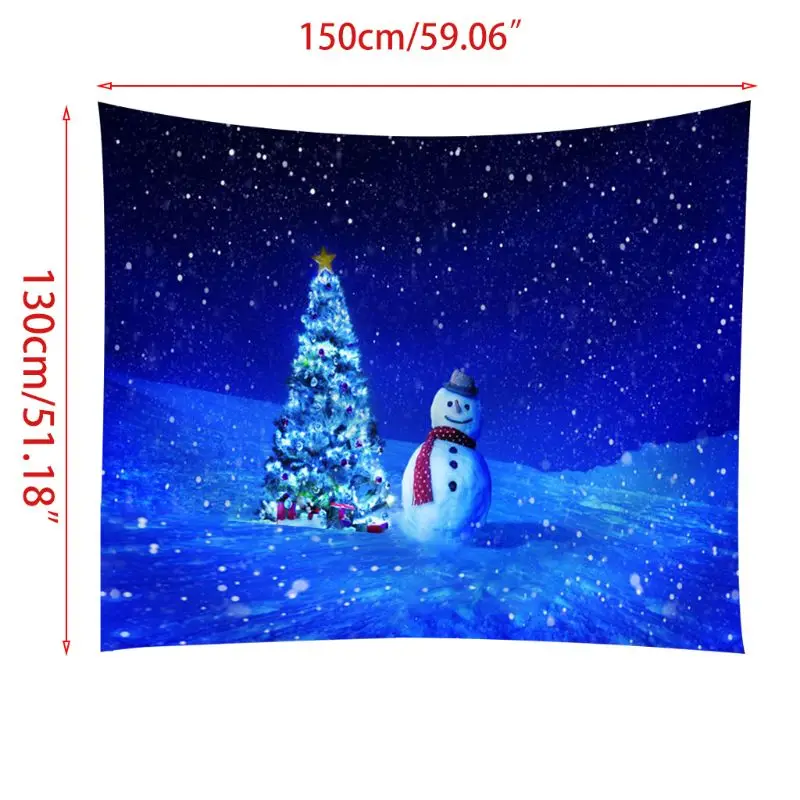 

130x150cm Christmas Tapestry Xmas Tree Snowman 3D Digital Printing Wall Hanging Towel Blanket for Bedroom Living Room Home