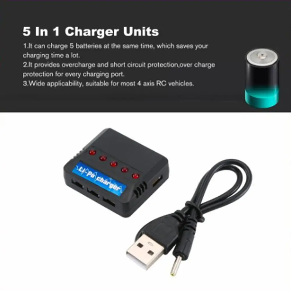

5 In 1 Charger Units For Syma X5c X5c-1 X5 H5c RC Drone Spare Parts 852540 Rechargeable 3.7V 650mah Li-Po Battery