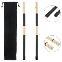 1 pair 40cm 15 7inch jazz drum sticks brushes universal black rubber handle bamboo drumsticks with velvet bag