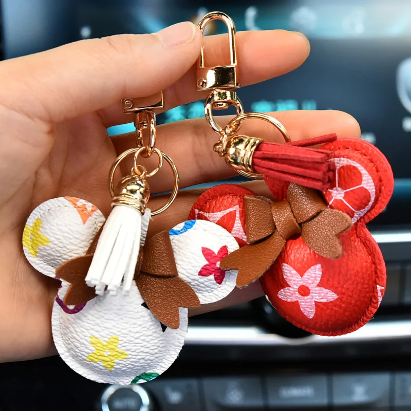 

Creative Cartoon Tassel Keychain Couple Car Bag PU Bear Pendant Gift