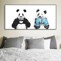 canvas print cartoon animal paintings panda punching for living room wall painting poster print art decorative pictures