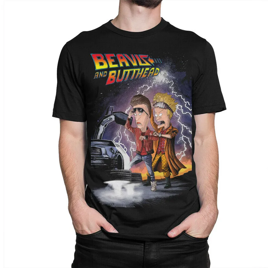 Футболка Beavis And Butt-Head X Back To The Future Combo забавная футболка удобная | Мужская одежда