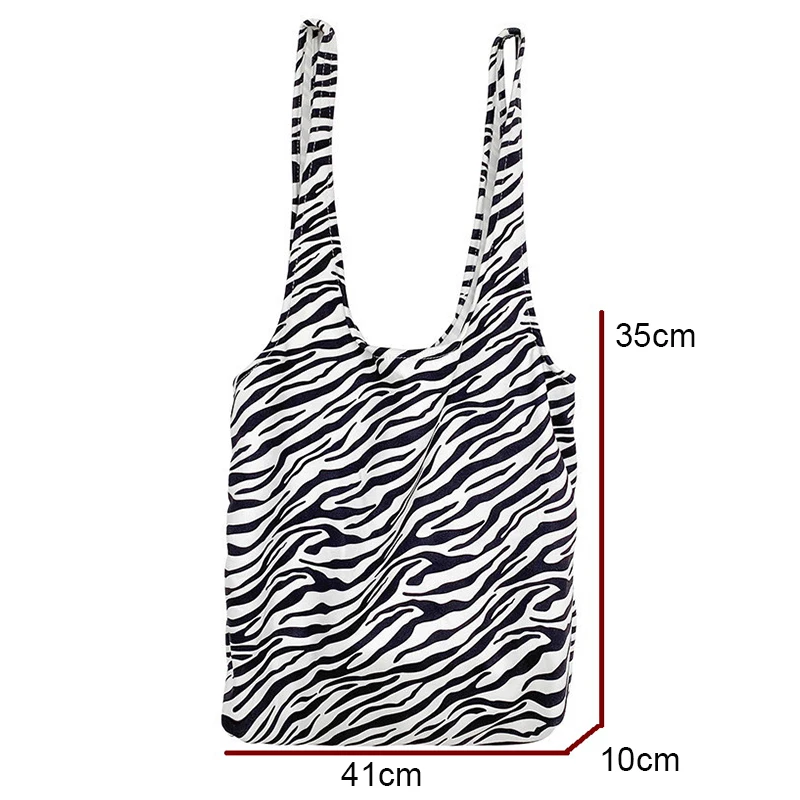 

FUNMARDI Zebra Pattern Women's Bags 2021 New Fashion Famale Canvas Shoulder Bags High Capacity Casual Shopping Tote Bag WLHB2384