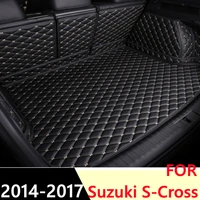 sj custom fit full set waterproof car trunk mat auto parts tail boot tray liner cargo rear pad cover for suzuki s cross 2014 17