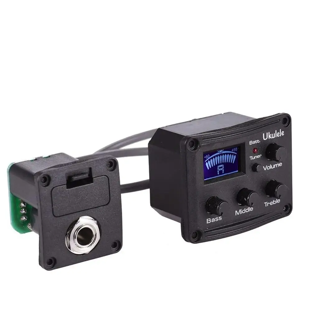 

For Ukulele Guitar Pickup Professional Accessories Parts Piezo Pickup Preamp 3-Band EQ Equalizer Tuner System With LCD Display