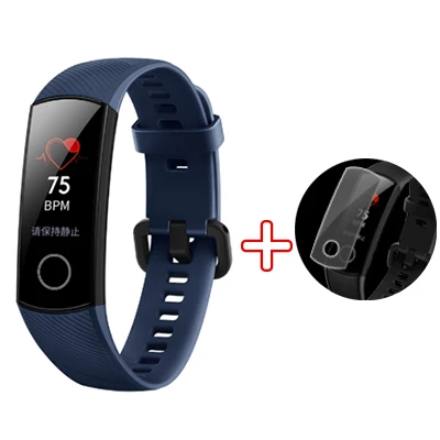 huawei honor Band 4, умный браслет, 50 метров, для плавания, водонепроницаемый, фитнес-трекер, умные часы, пульсометр, honor band3 - Цвет: blue add film