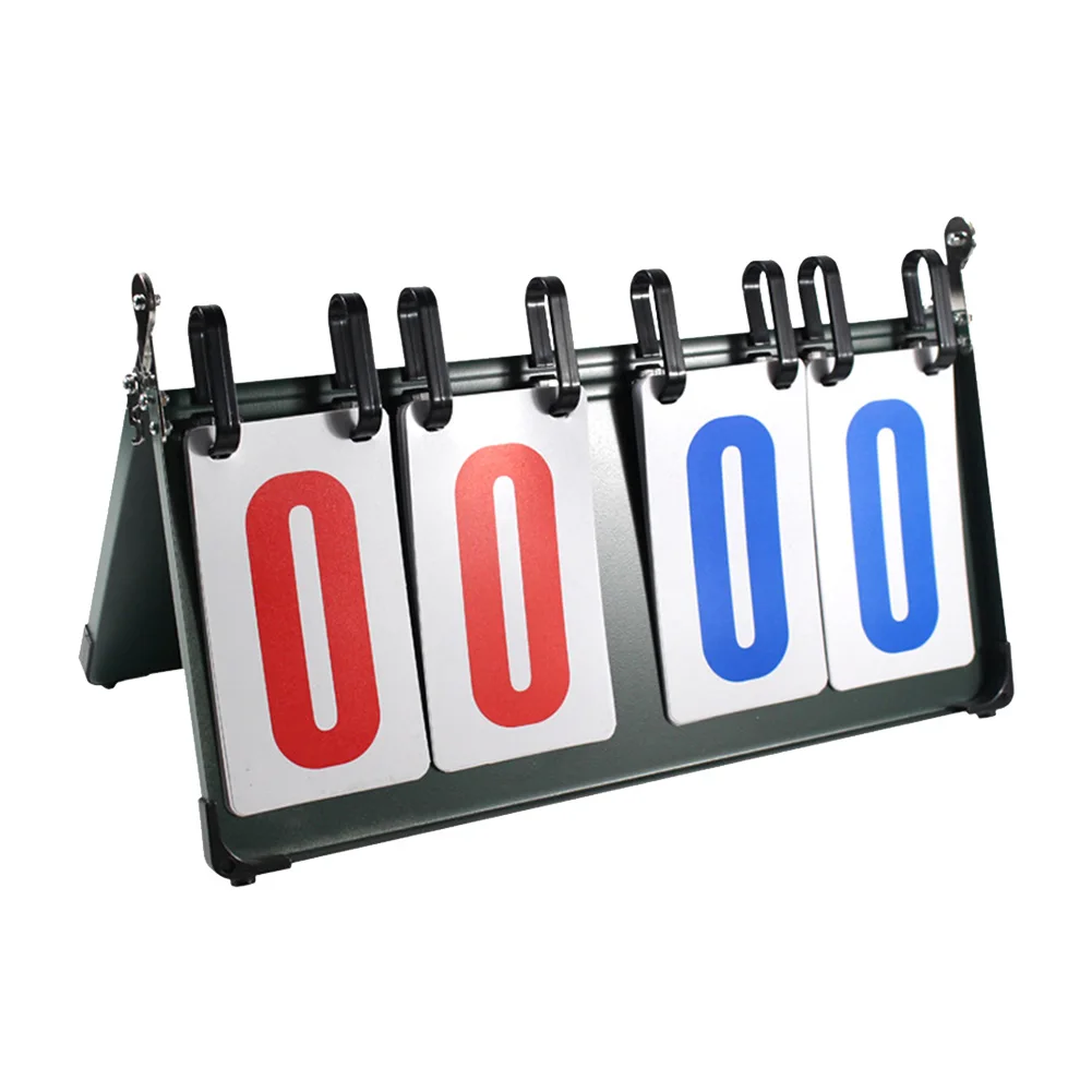 

4 Digit Table Top Scoreboard Flipper Reusable Soccer Volleyball Tournament Stainless Steel Basketball Easy Read Portable Tennis