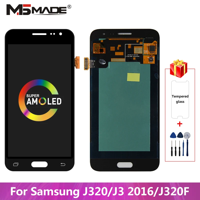 J320F Super AMOLED для samsung Galaxy J320 J3 ЖК-дисплей J320H J320FN J320M Дисплей кодирующий преобразователь сенсорного экрана в сборе Запчасти J320 ЖК-дисплей