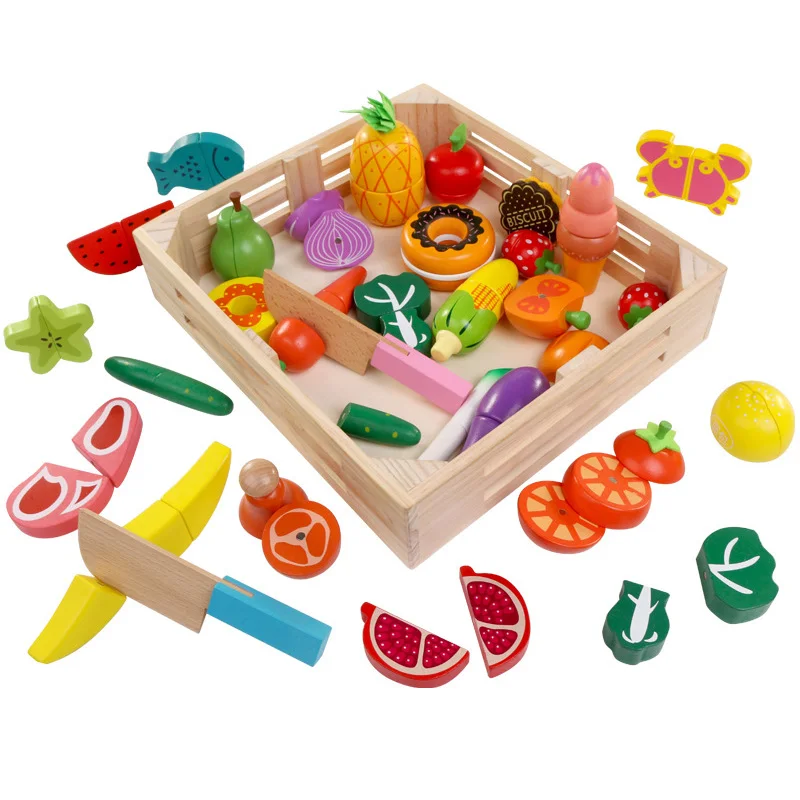 Деревянные кухонные игрушки ролевые игры детский кухонный набор резка магнитные