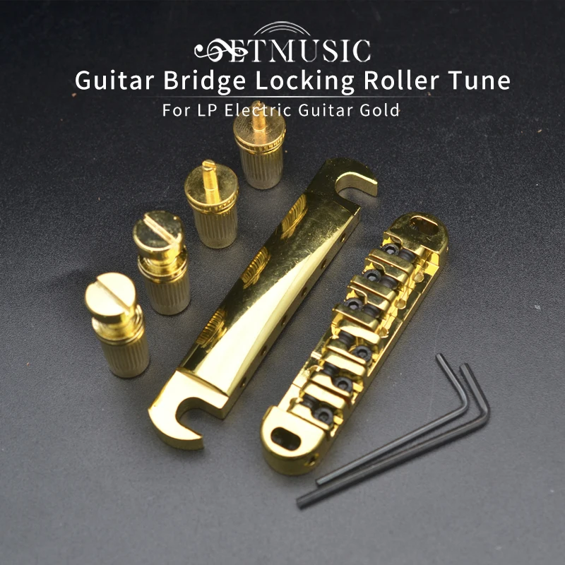 

Roller Guitar Bridge Locking Tune-O-matic Bridge Tailpiece Tail For LP Electric Guitar Gold/Chrome