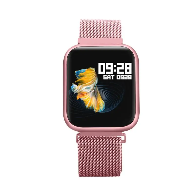 Pink Steel Strap 696 P80 Смарт-часы для мужчин водонепроницаемый монитор сердечного ритма 30ATM спортивные часы для женщин монитор сна полный сенсорный экран обновление P68 P70 - Цвет: Pink Steel Strap