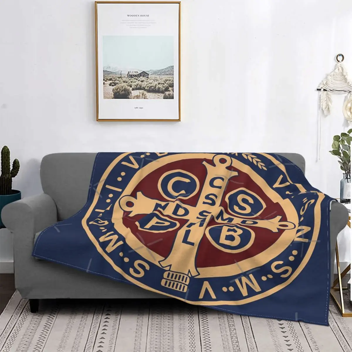 

Manta de medalla de Saint bendict, colcha a cuadros para cama, manta a cuadros de muselina, Sudadera con capucha, edredones y co