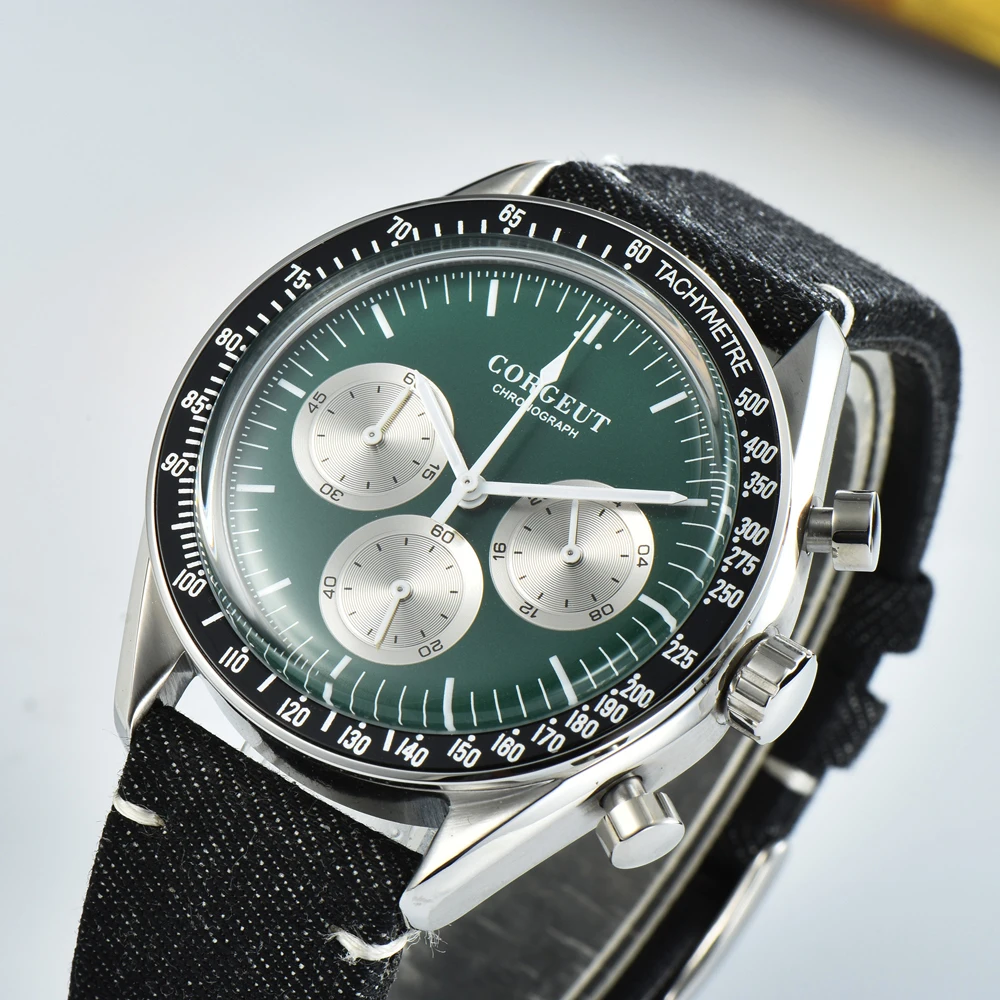 Роскошные мужские кварцевые часы с хронографом нержавеющая сталь 40 мм | Наручные