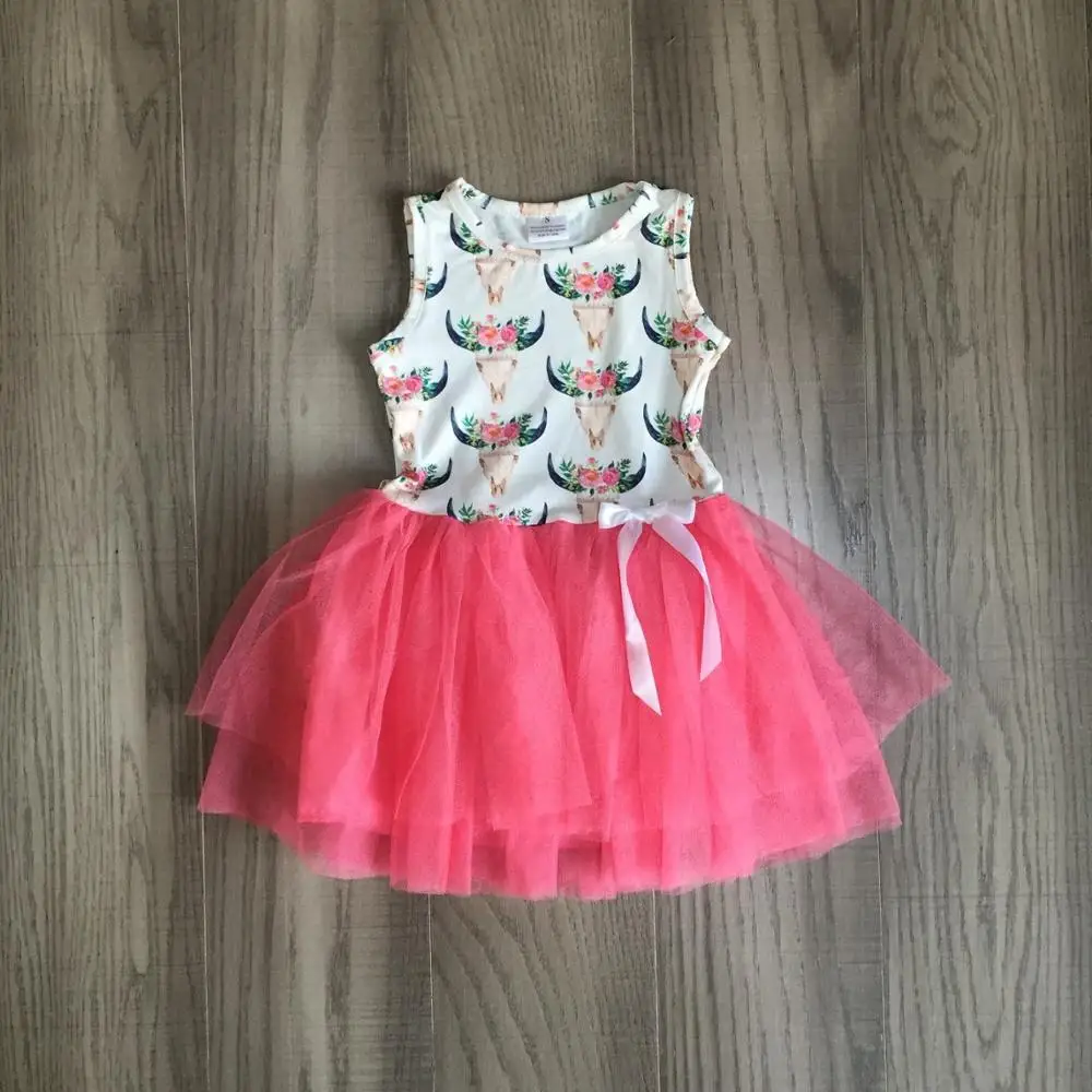 summer baby outfits dress cotton coral cow floral flower boutique clothes pom-pom romper toddler ruffles knee length match bow | Детская
