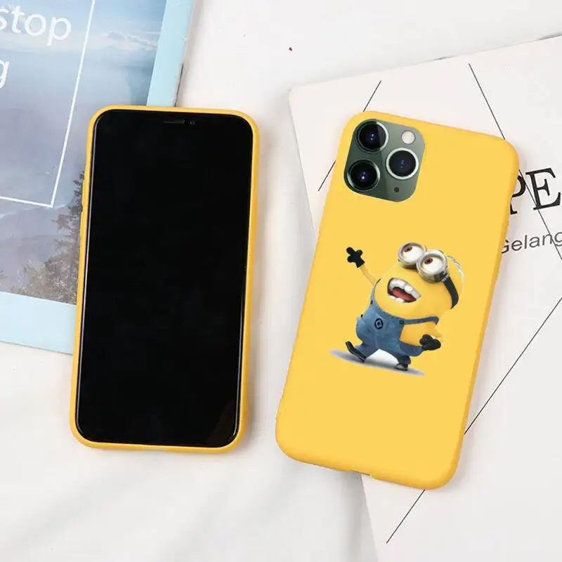 

Phone Cases For Iphone 6 6s 7 8 Plus XR X XS XSmax 11 12 Pro Mini Max Candy Yellow Silicone Cover Cartoon Cute M-Miniones