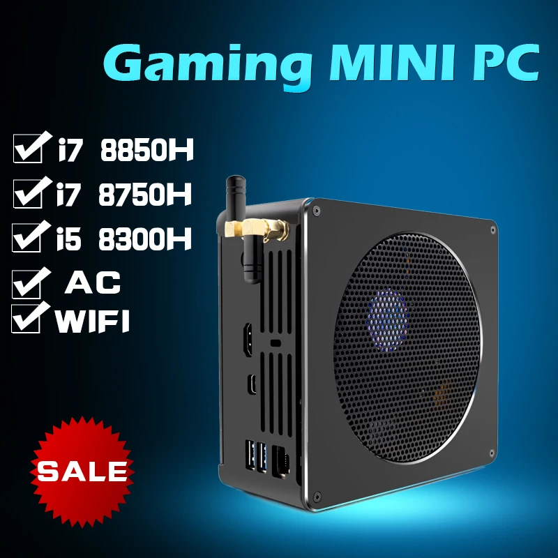 Игровой 8750H Мини ПК Windows 10 Pro Intel i7 i5 8300H 6 ядер 2 * DDR4/DDR3L M.2 NVMe настольный мини