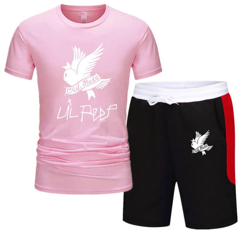 Sport Suit Men Summer Fitness Running Lil peep TwoPiece Sets T-shirt Tops Short Pants Tight Jogging Homme Mens Tracksuit Clothes | Мужская