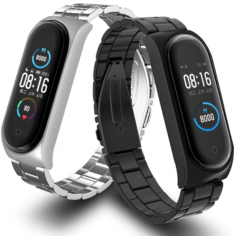 

Mi Band 5 Stainless Steel Strap For Xiaomi Mi Band 5 4 3 Smart Bracelet Metal Replaceable Watch Straps For Miband 5 4 3 Correa