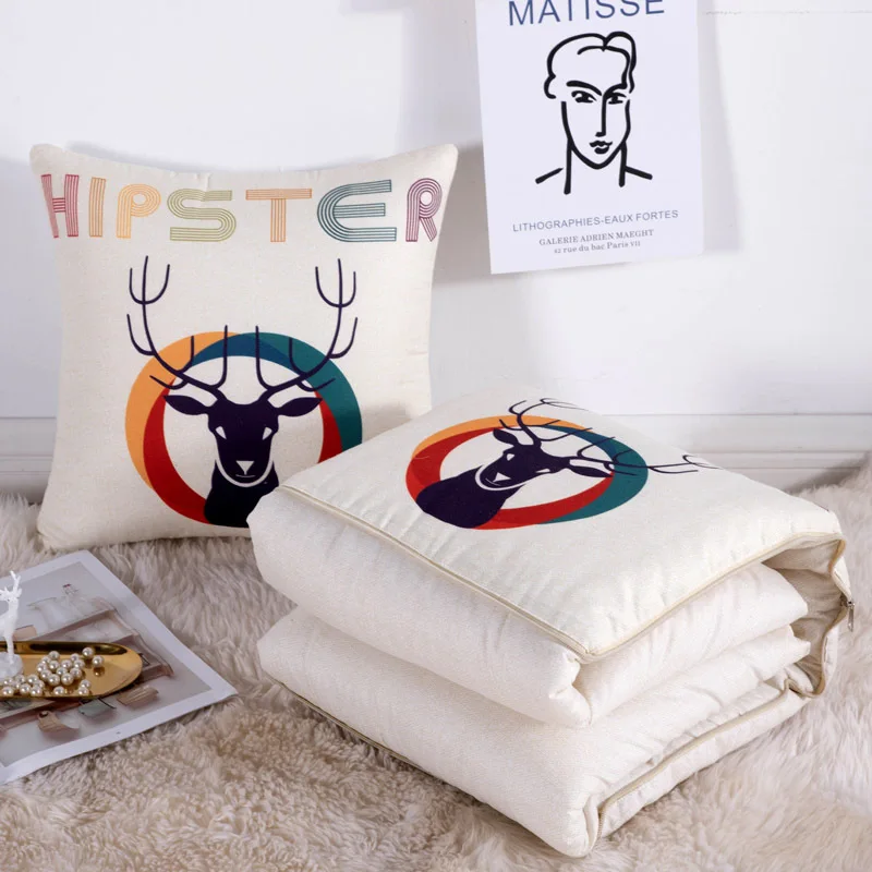 2 в 1 мультяшный складной стеганый плед с скандинавскими принтами квадратное