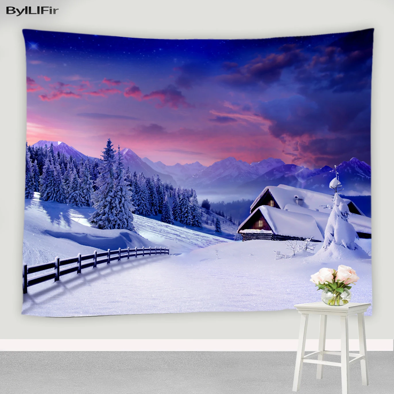 

Фотообои с зимним лесом, психоделический Снежный дом, Рождественское украшение, фон для спальни, настенное украшение для комнаты