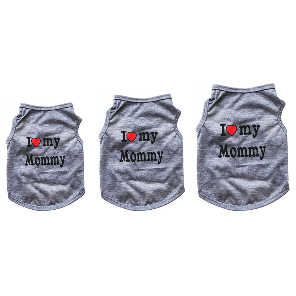 

2021 Dog Clothes For Small Dogs Spring/Autumn Dog Vest Shirt Pet Cat Puppy I Love My Mommy Breathable Soft Puppy Pullover