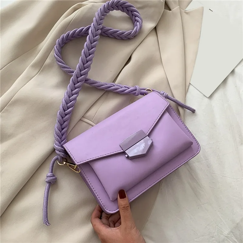 

Purple Messenger Bag Korean Ladies Handbags Purses Hand Bag Simple Lady Handbags Single Shoulder Messenger Bags