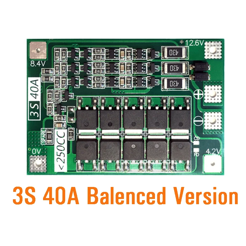 Плата защиты аккумулятора со сбалансированной версией для Drill 3S 40A BMS 11 1 В 12 6 в 18650