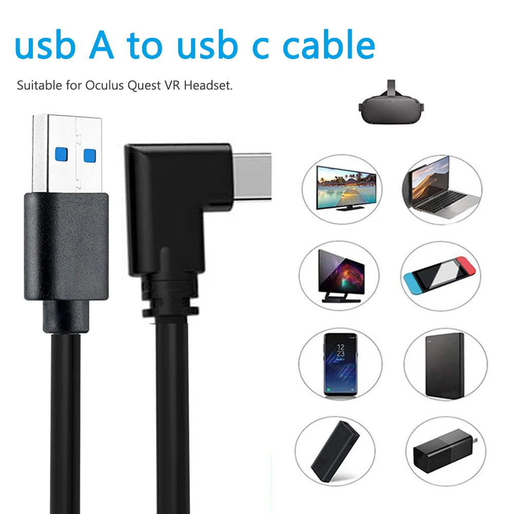 

5Gbps Link Cable Portable Extension Adapter Gaming Data Transfer Fast Charging Right Angle PC VR Headset For Oculus Quest