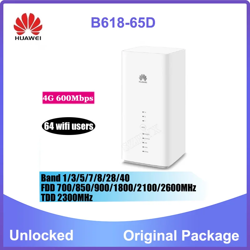 

Unlocked Huawei B618 B618S-65D with sim card slot Cat11 600Mbps 4G LTE Modem CPE Router 64 wifi users PK B618S-22D B618S-66