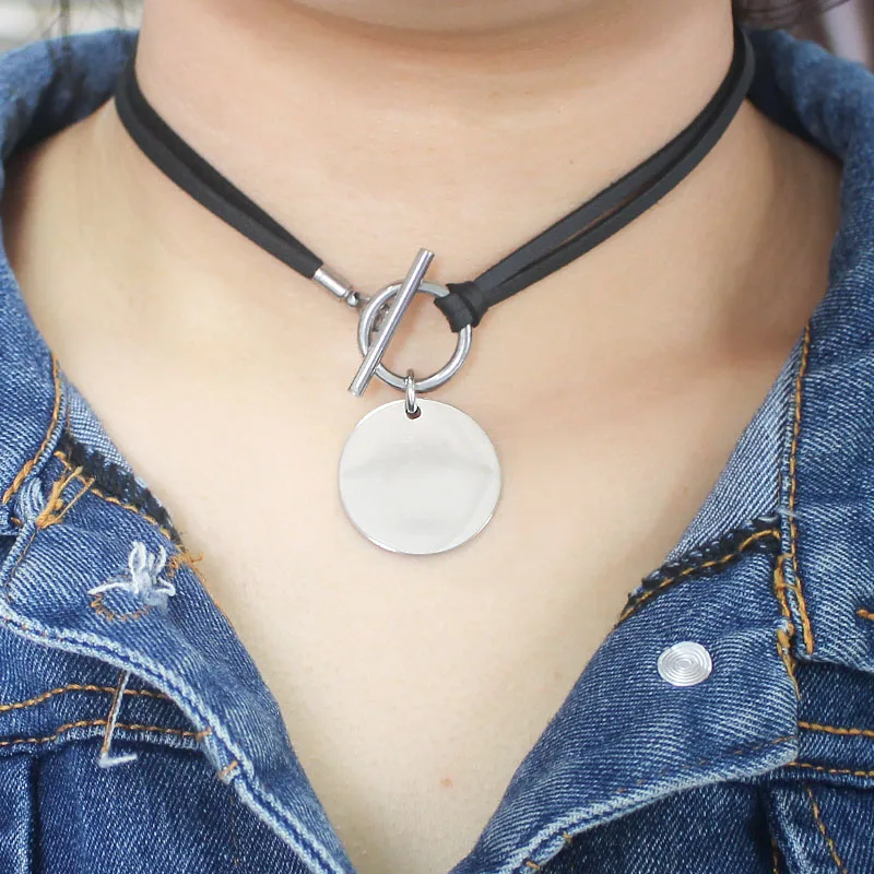 Fashion Collar Punk Round Choker Brown/Black Braided Leather Neck Buckle Necklaces With Charm Jewelry For Couple | Украшения и