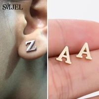 stainless steel 26 a z initial letter stud earrings small tiny diy alphabet name earring piercing jewelry pendientes gift kids