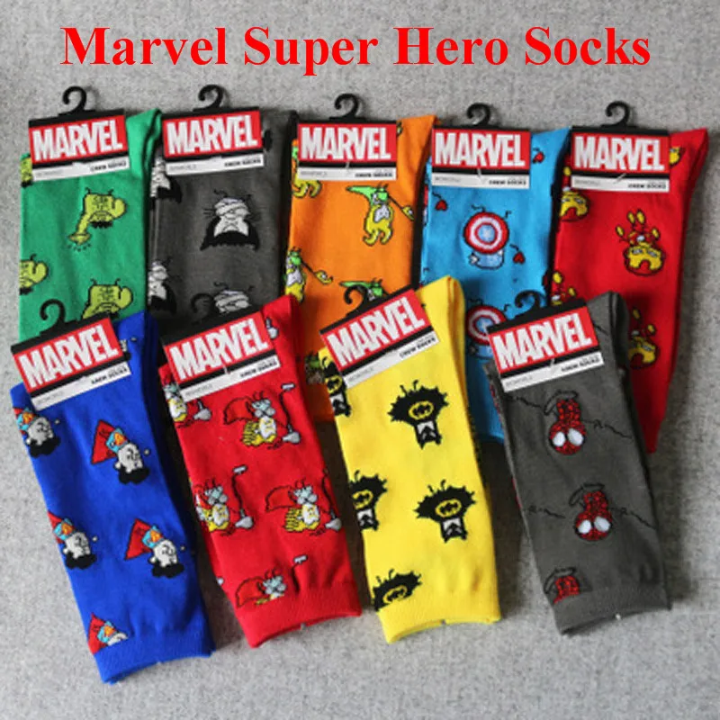 Носки Marvel; носки с героями комиксов; теплые Нескользящие Повседневные Носки с рисунком Железного человека, Капитана Америки
