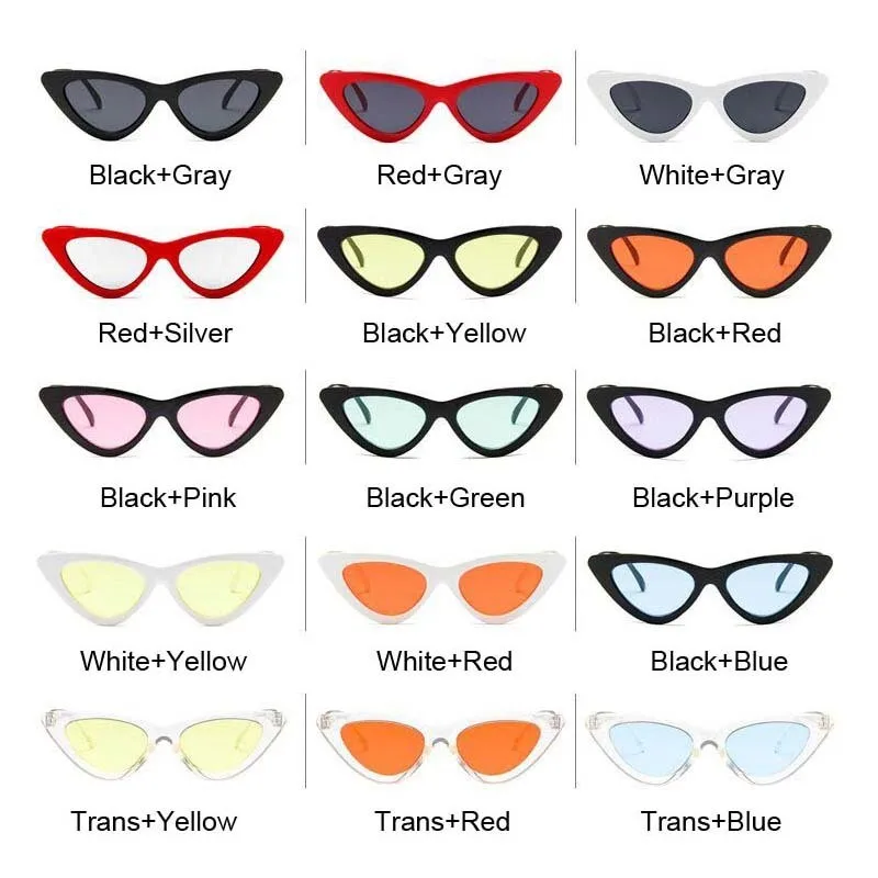

Retro Women Vintage Colorful Sun Eye Small For Oculos Sunglasses Eyewear Glasses Sol Cat Cateye Designer Female De Brand Sexy Wo