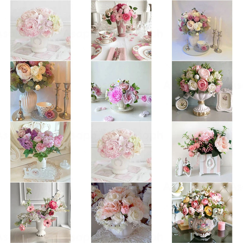

Flowers Roses In Vase 5D Diy Full Square and Round Embroidery Home Cafe Decoration Wall Art Diamond Diamond Painting Gift
