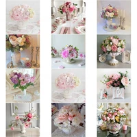 flowers roses in vase 5d diy full square and round embroidery home cafe decoration wall art diamond diamond painting gift